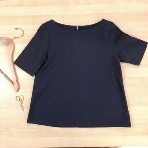 Gap navy zip-back ponte tee - small